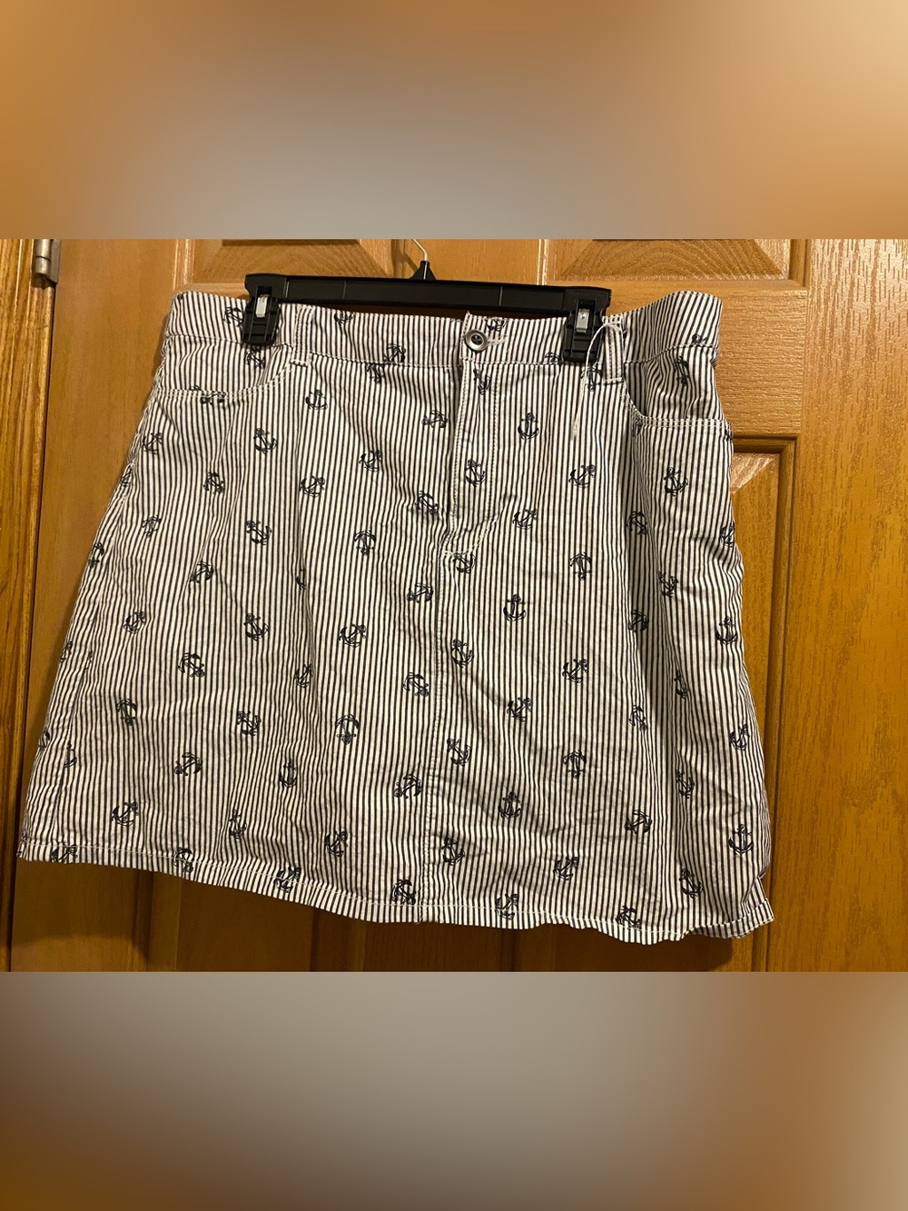 croft & barrow Navy and White Striped Skort with Anchor Embroidery